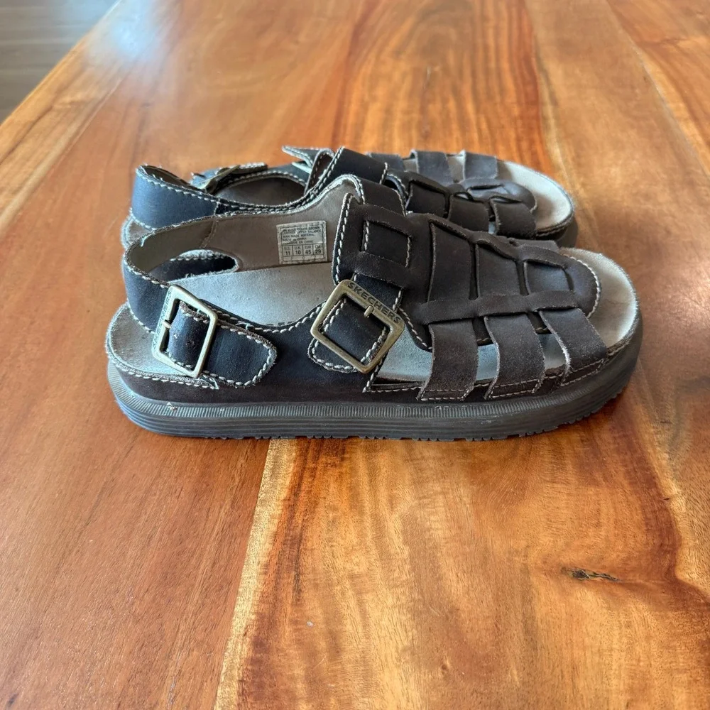 Sketcher's Men's Y2K Vintage Chunky Brown Leather Fisherman Sandal Size 11